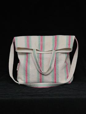 回声Echos/清爽条纹两用手拎斜挎帆布包【可双面背】