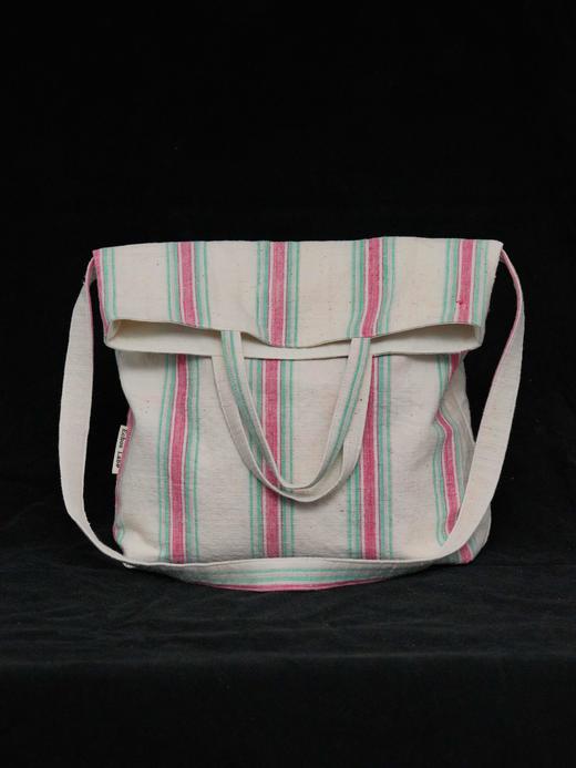 回声Echos/清爽条纹两用手拎斜挎帆布包【可双面背】 商品图0