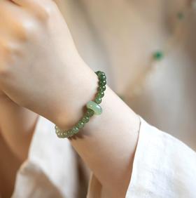 【敦煌碧玲珑·晴水绿和田玉渐变手串】敦煌小众天然和田玉渐变晴水色手链女夏高冰百搭手串闺蜜