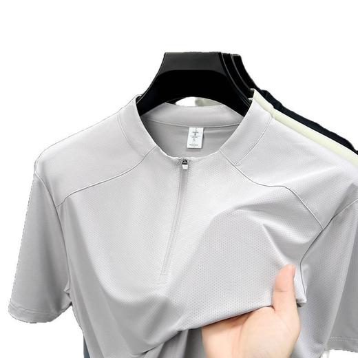 【夏季新款冰丝t恤】男半拉链运动男装速干吸汗潮流休闲时尚男士短袖 商品图4