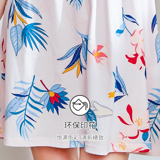 I'd爱帝女士纯棉睡裙植物花卉棉绸手感家居裙 商品图6