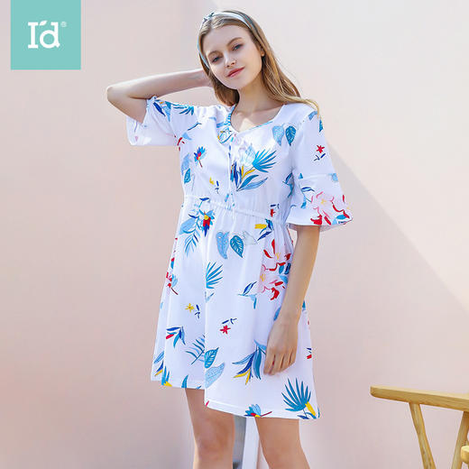 I'd爱帝女士纯棉睡裙植物花卉棉绸手感家居裙 商品图1