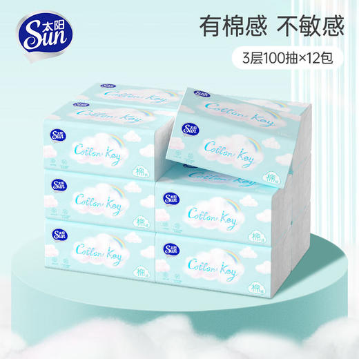 太阳 中顺洁柔棉感压花抽纸3层100抽*12包 SJR100-12E 商品图3