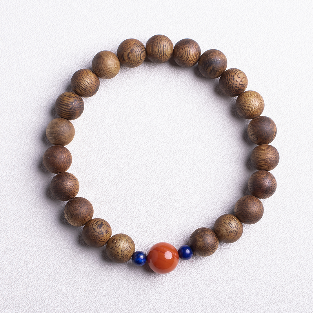 xy0412沉香+南红青金石手串