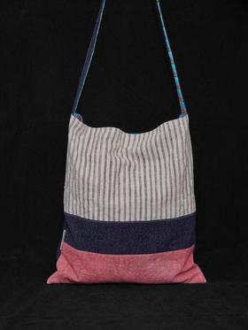 回声Echos/条纹拼接斜挎帆布包【可双面背】