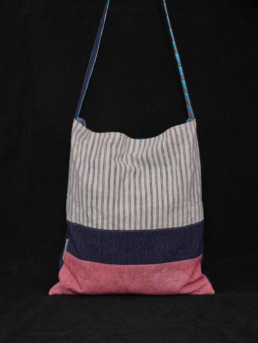 回声Echos/条纹拼接斜挎帆布包【可双面背】 商品图0