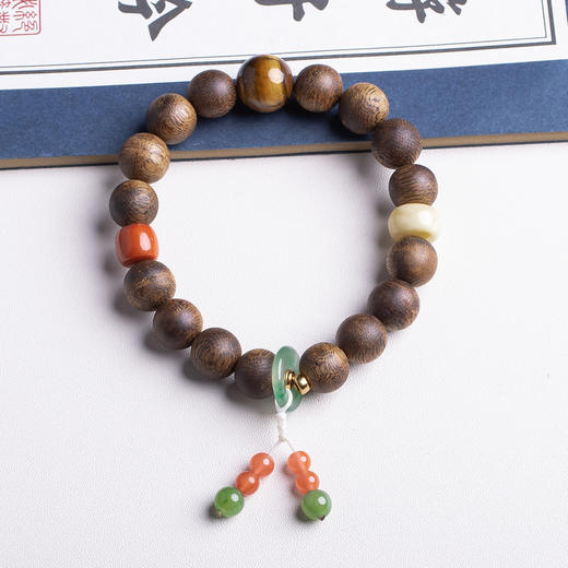 xy0411沉香+南红蜜蜡虎睛石手串 商品图3