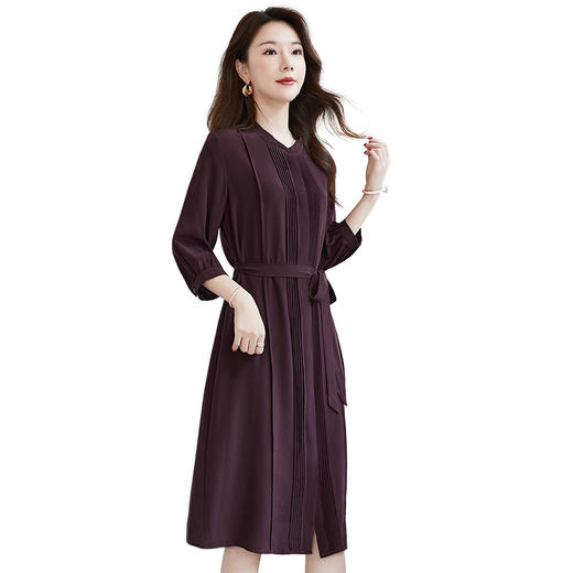 QS-【源头工厂】大码真丝女装中大淑桑蚕丝连衣裙显瘦真丝连衣裙7898 商品图4