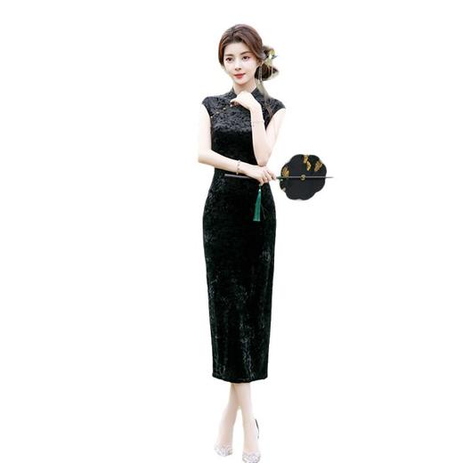 GX老上海复古国风钻石绒长款无袖旗袍2025早秋新款日常修身显瘦旗袍 商品图4