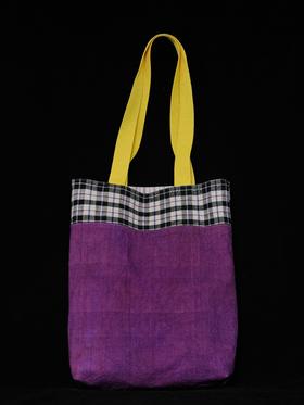 回声Echos/撞色格纹帆布单肩包【可双面背】