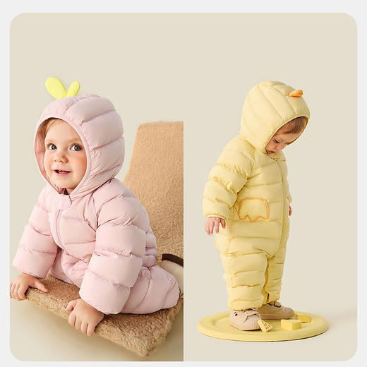 【三防】迷你巴拉婴儿羽绒服连体衣冬季外出保暖爬服哈衣 商品图2