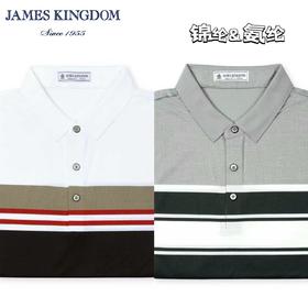 占姆士短袖POLO衫男士夏季新款翻领T恤休闲青年上衣条纹