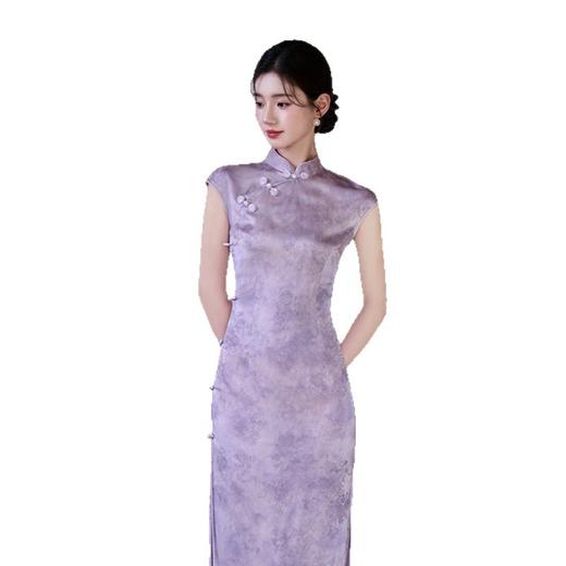 GX时尚紫色无袖旗袍中式改良2025夏季新款年轻气质日常少女款旗袍裙 商品图4