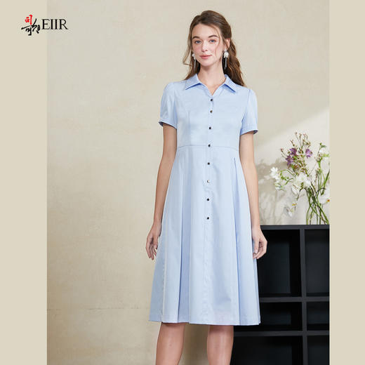 司歌衬衫收腰短袖连衣裙复古优雅A911264X 商品图1