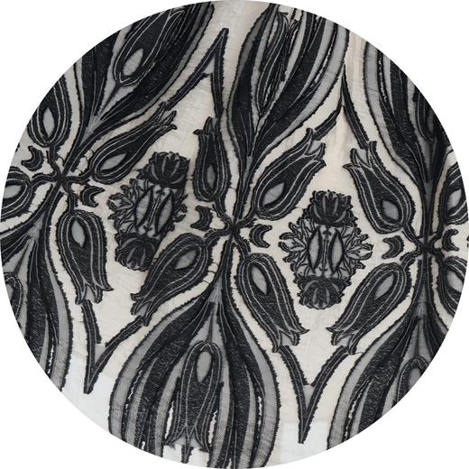 伯妮斯茵 | 复古优雅 定位提花大摆半裙 透视雪纺面料 显瘦遮肉 气质宴会款  SZ2B01-如梦令 商品图4