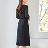 QS-水墨佳人杭派原创重磅真丝连衣裙女纯色拼接收腰中长裙子82497336 商品缩略图3
