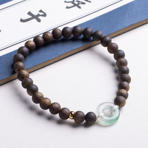 xy0413沉香+非洲翠平安扣手串 商品图4