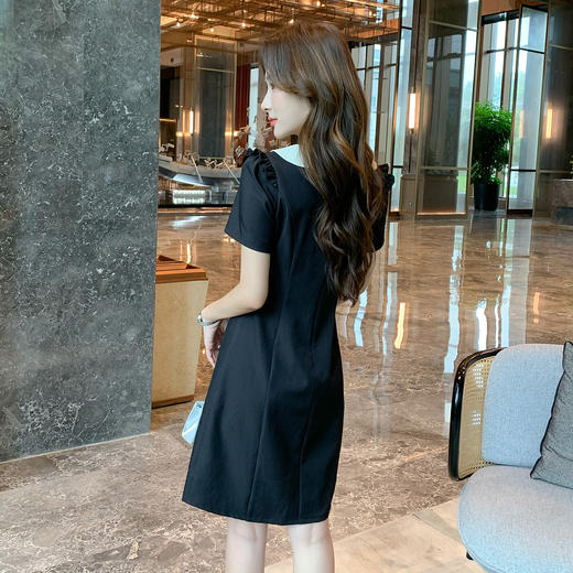 奢姿大码女装2025夏季减龄钉珠木耳边裙子胖妹妹时尚娃娃领连衣裙9952803321B 商品图3