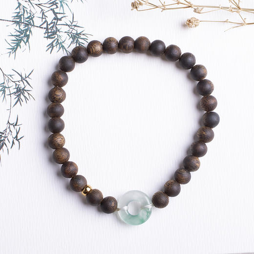 xy0413沉香+非洲翠平安扣手串 商品图9