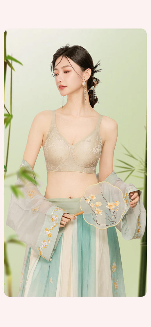 JM·LORESAL无痕缎面体雕文胸/古典国风前扣文胸 商品图12