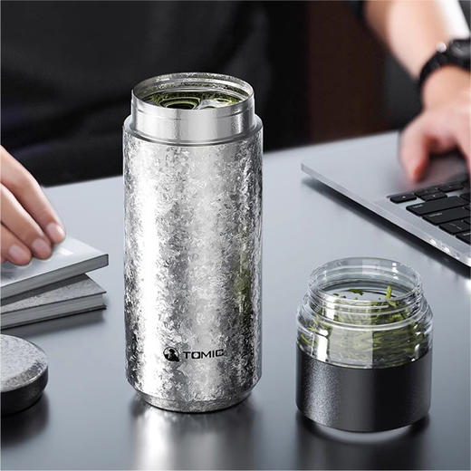 特美刻茶水分离杯保温杯纯钛水杯 商品图2
