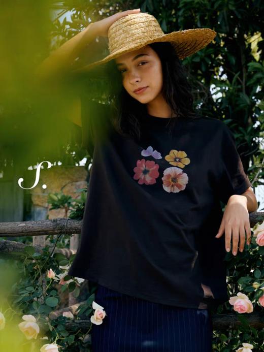 shyshystill/shy202502018/宽松两色印花短袖t恤 商品图3