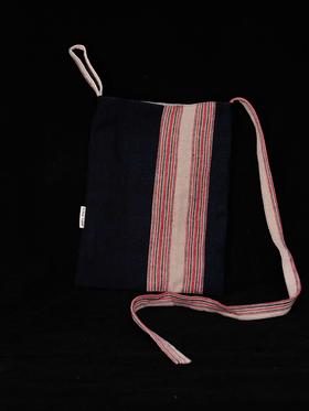 回声Echos/撞色条纹斜挎帆布包【可双面背】