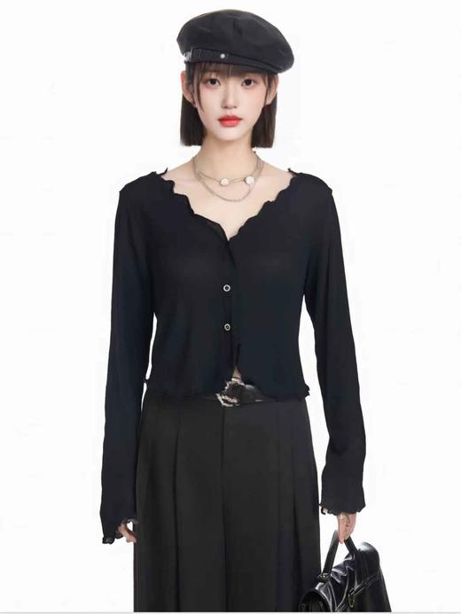 【诗铭洛可】W1030木耳边单件薄款小衫外搭衫B5-3 商品图0