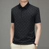 夏季男士短袖提花降温翻领冰丝中年透气亲肤宽松时尚衫短袖t恤男 商品缩略图4