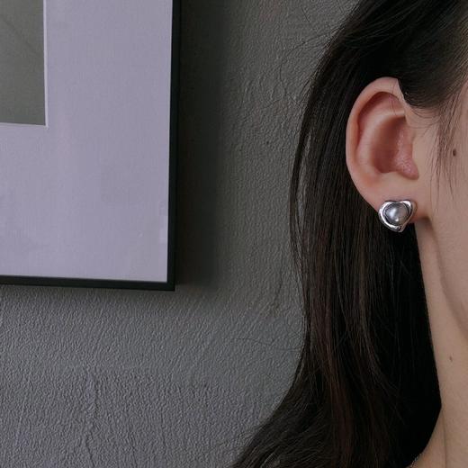 【甄珠贝】大溪地 爱心无核keshi耳钉 纯银配件 商品图4