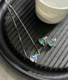 纯元YVMI*N尤目甜食系列欧泊纯银锁骨项链耳钉070306