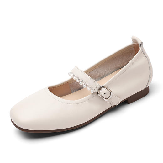 信诺真皮妈妈鞋子2025新款夏季舒适软底一字带单鞋法式玛丽珍鞋女5Q1629-17 商品图4