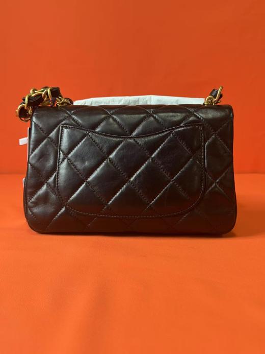 CHANEL香奈儿 CF 23S 金币款菱格纹链条 小羊皮 翻盖包手提单肩斜挎包 小号 女款 黑色 商品图2