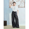 两三事风迹墨游2025夏季新款时尚绣花口袋交叉细腰带阔腿牛仔裤女 商品缩略图1