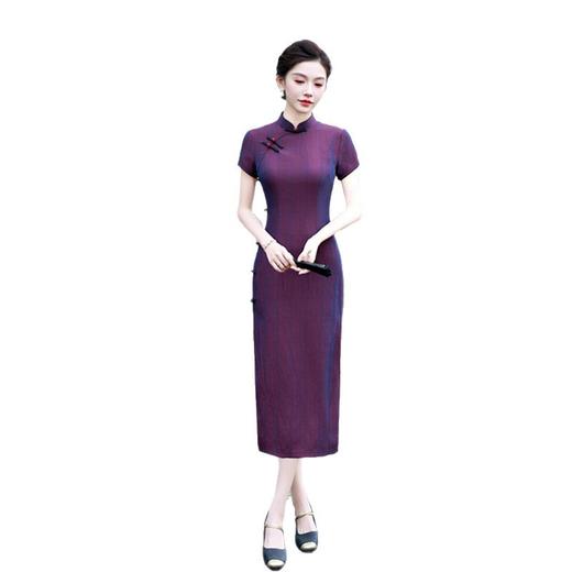 GX2025夏新中式红绿色短袖单层立领时尚中国风改良复古修身宴会旗袍 商品图4