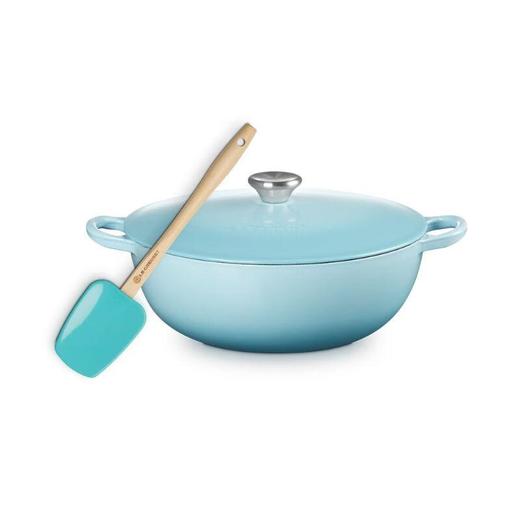 酷彩26cm深烧锅水漾蓝+大号锅勺青羽色 商品图0