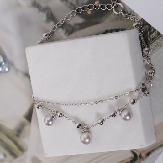 【甄珠贝】akoya真多麻色 5-6mm ji光无暇 双层仙女手链，可以和项链组一套搭配 925纯银配件 商品图0