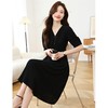 黑色赫本风气质连衣裙，轻奢感V领收腰显瘦雪纺裙子HR-AIMI8325 商品缩略图1