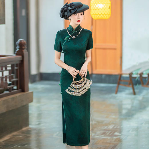 传统国风中式长款改良旗袍年轻款少女复古修身民国老上海日常可穿旗袍SC20550 商品图3