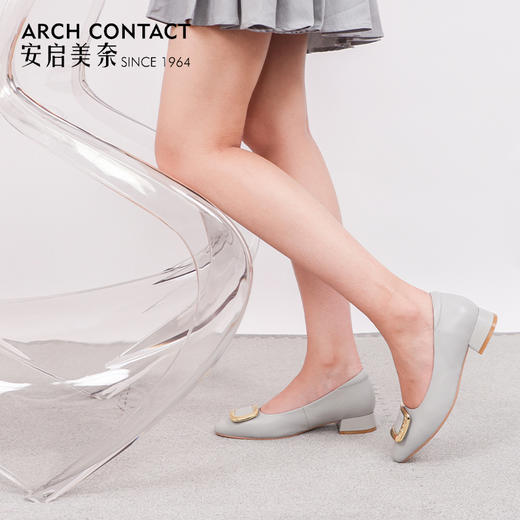 ARCHCONTACT安启美奈方头金属扣方根单鞋【52807】 商品图9