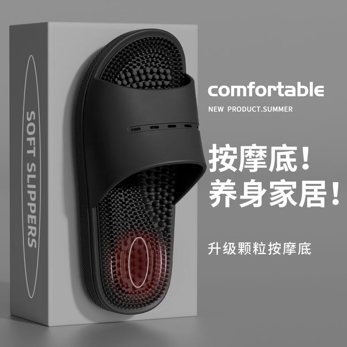 「9.9到手按摩拖鞋」男女室内舒适拖鞋 家居浴室足底穴位透气凉拖鞋四季鞋