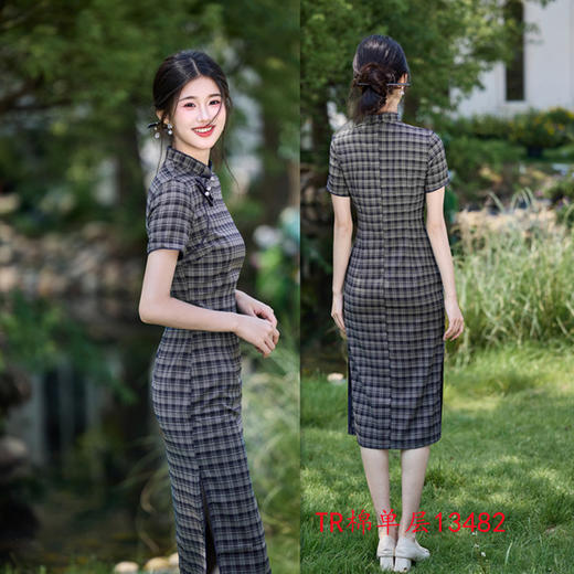 GX夏季少女新中式柔软舒适旗袍显瘦民国旗袍2025日常格子旗袍 商品图1