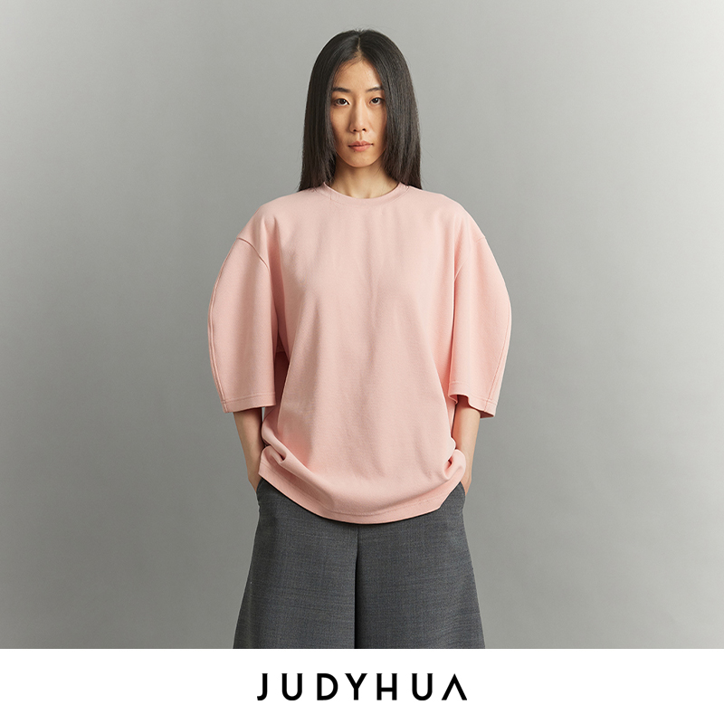 JUDYHUA 沉睡系列弧线袖短袖T恤
