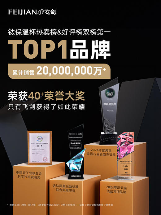 【森哥优选】飞剑 纯钛保温杯茶水分离男女士双层钛水杯钛晶焖泡茶杯 商品图3