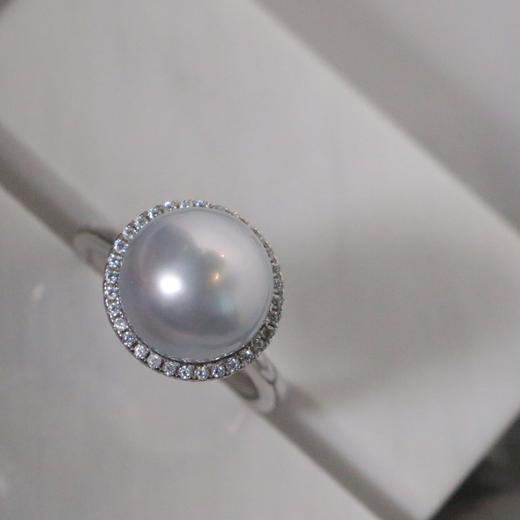 【甄珠贝】澳白星球戒指 11-12mm 镶嵌后基本无暇 细腻冷光 925纯银精工配件 商品图0