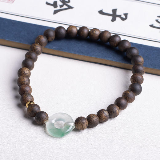 xy0413沉香+非洲翠平安扣手串 商品图5