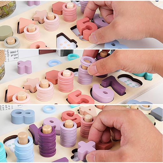 儿童早教木质形状数字认数玩具蒙氏益智力开发积木 商品图2