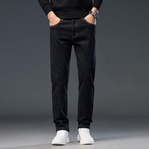 【含绵羊毛】圣得西男士直筒弹力牛仔裤2025春季新款百搭厚款长裤 商品图12