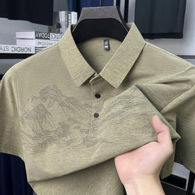 【夏季新款冰丝Polo衫短袖】男t恤国风潮流时尚翻领薄款宽松男士t恤