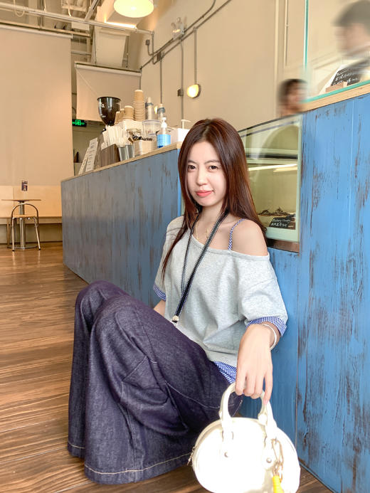 【129元任选2件】现货！格子拼接斜领短袖 商品图6